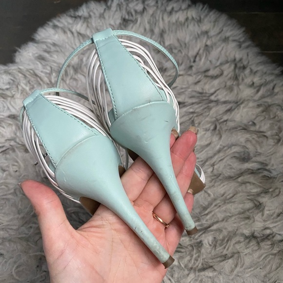 Madison by Shoedazzle mint and white high heel strappy sandals - Picture 6 of 6